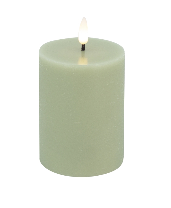 L.C. Wholesaler LED-Stumpenkerze BASIC ca. Ø 7,5, H 10cm in green rustic, 75x10 cm