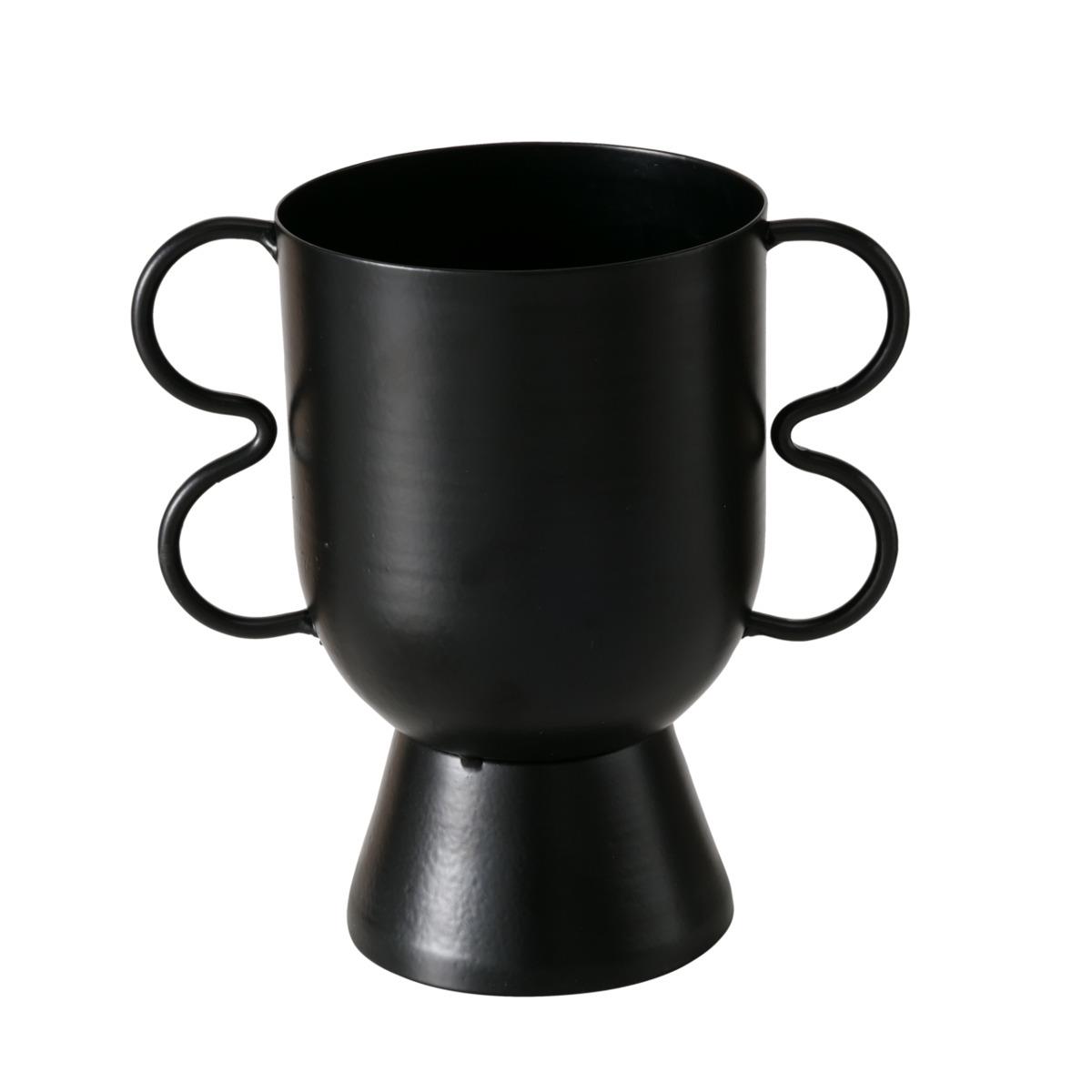 Boltze Pflanztopf Valerio VALERIO in Metall // Vase // Eisen pulverbeschichtet schwarz // Höhe ca. 16 cm