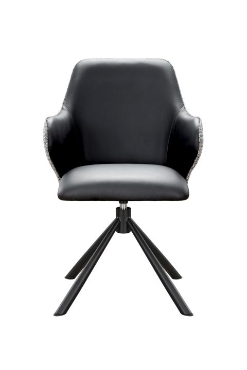 Hela Armlehnstuhl BORBA S ca. B58 H89 T63 cm in Innen:Leder schwarz 03, Schreibtischstuhl, Kunstleder, Schwarz, 8-Fuß-Sessel, Drehstuhl