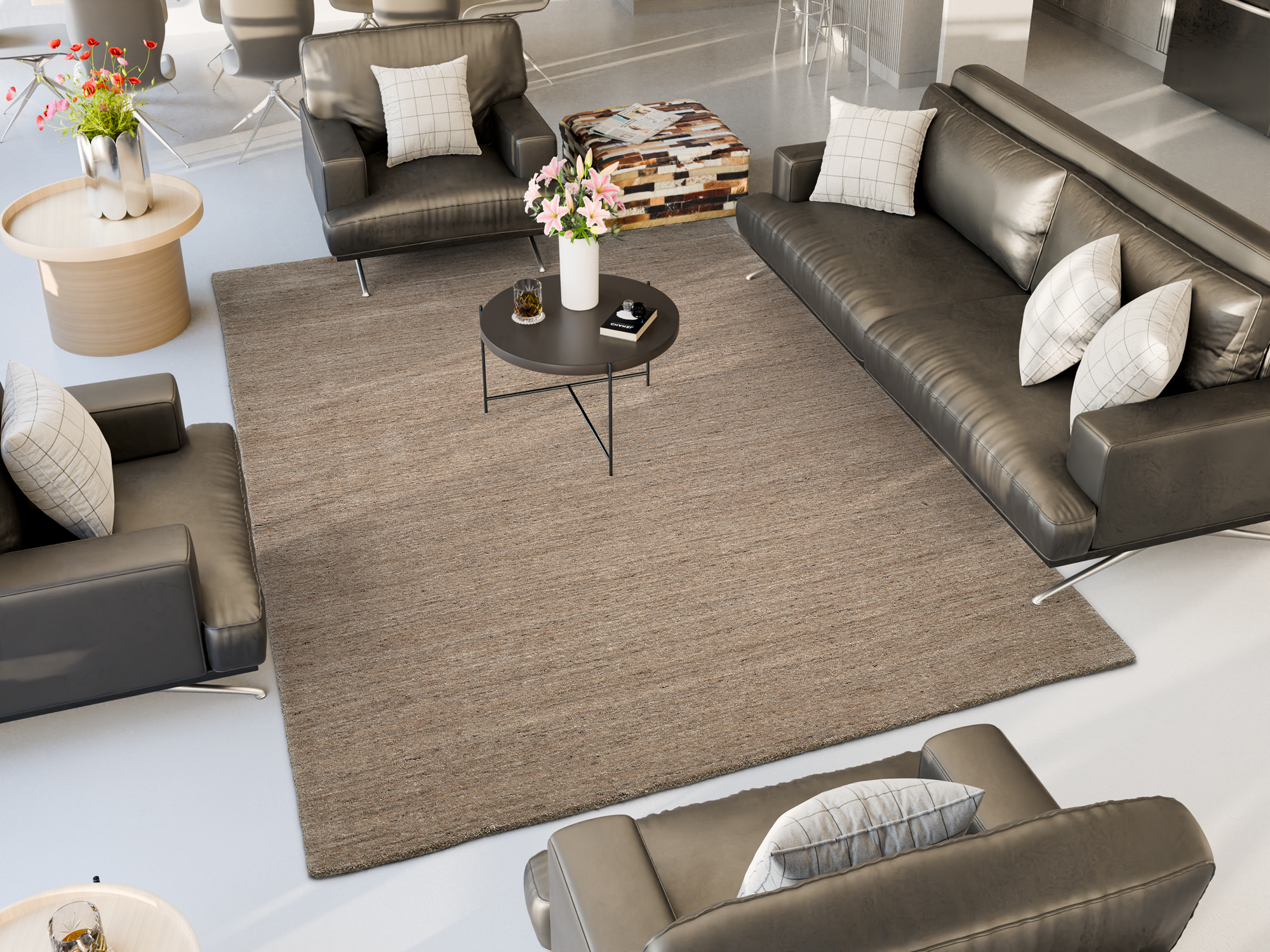 OCI Wollteppich PURITAS ca. 140x200cm in Farbe holz, sofa, wohnzimmer, couchtisch, teppich, kissen