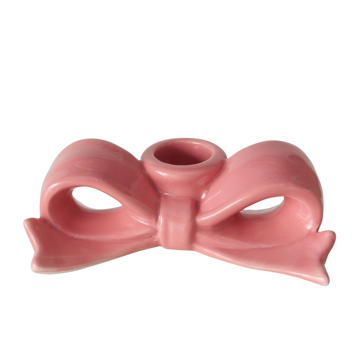 Boltze Kerzenleuchter Bow in Farbe Steinzeug pink, Rauchrohr