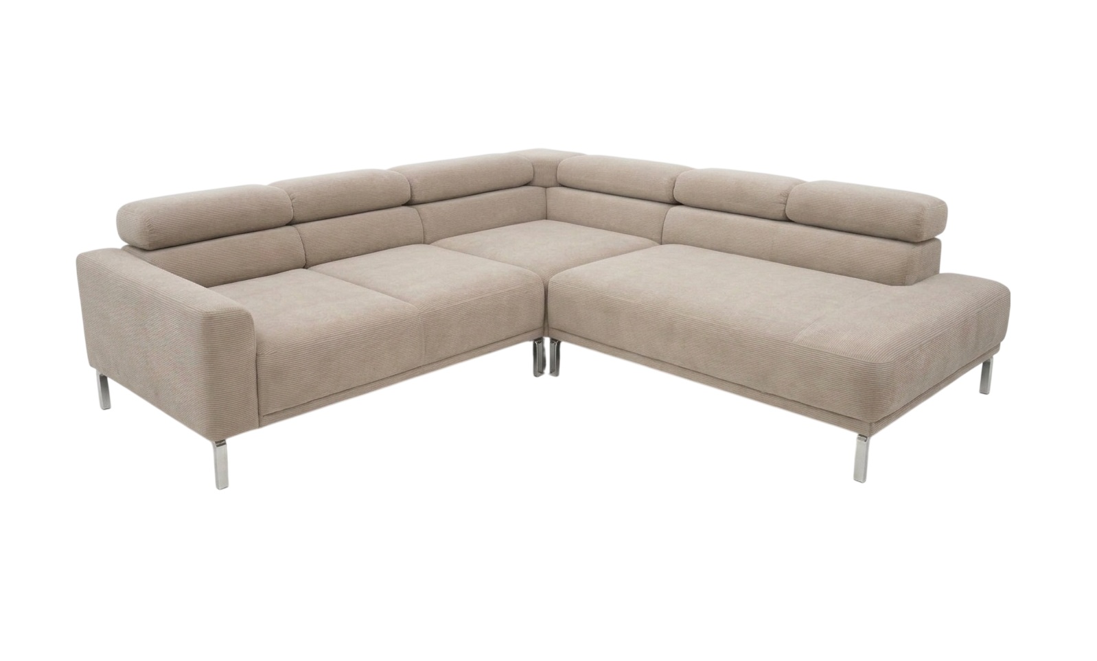 Roomio Polsterecke NO. 4106 ca. 303x219cm in Feincord sand, Ecksofa, Sofa, Beige, Stoff, Metallbeine