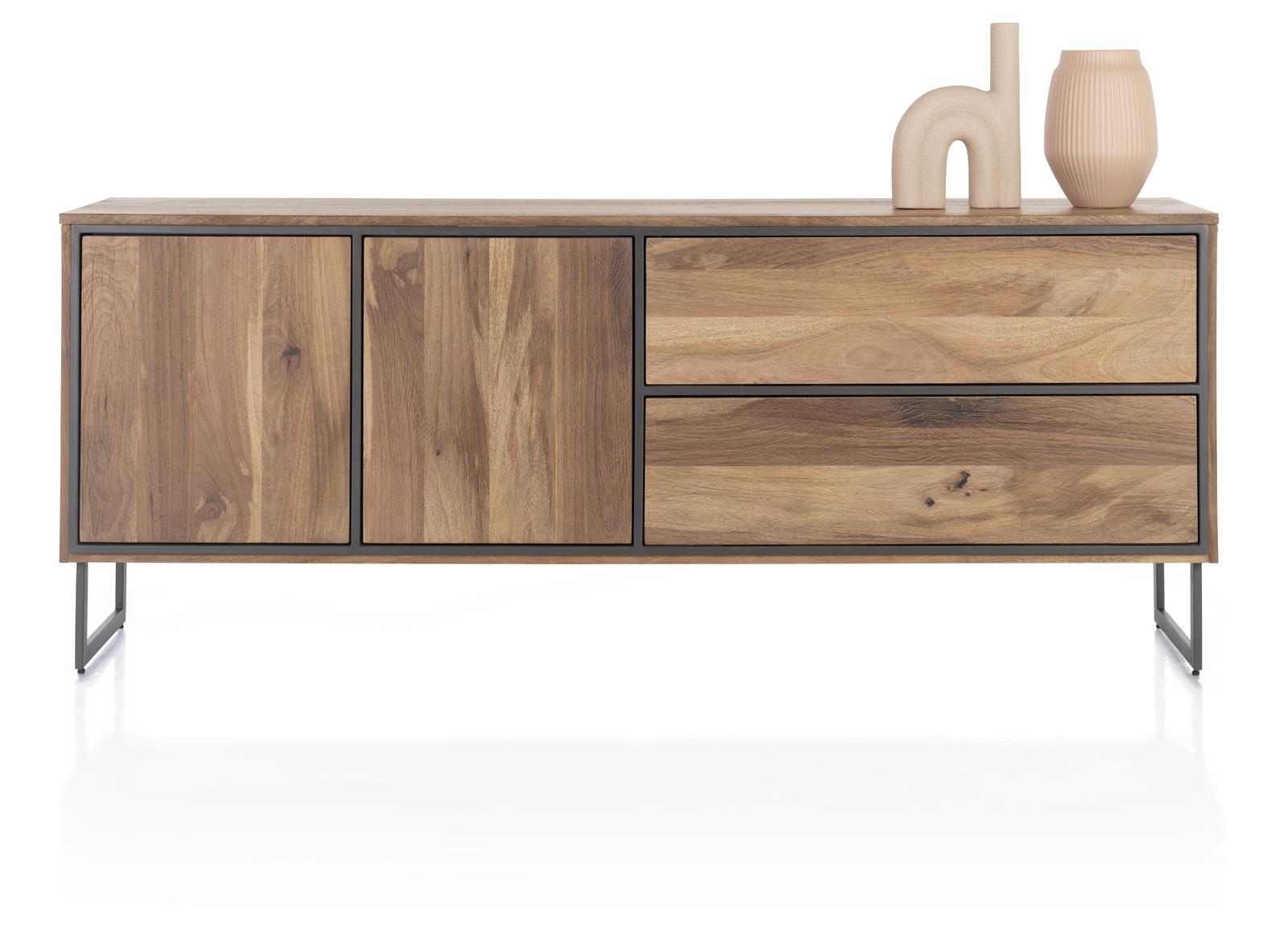 Henders & Hazel Sideboard TRAPANI ca. B200 H80 T42 cm in Mango furniert smoked lack. Henders & Hazel Sideboard TRAPANI ca. B200 H80 T42 cm in Mango furniert smoked lack., Sideboard, Eichenholz, Holzschrank, Schrank mit zwei Türen, Sideboard mit drei Schubladen