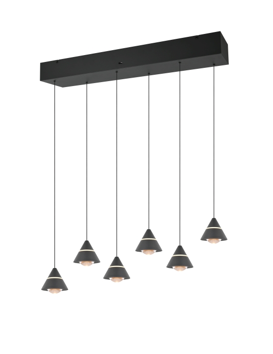 Trio LED-Pendelleuchte ROMEO 6-flammig in Farbe schwarz matt