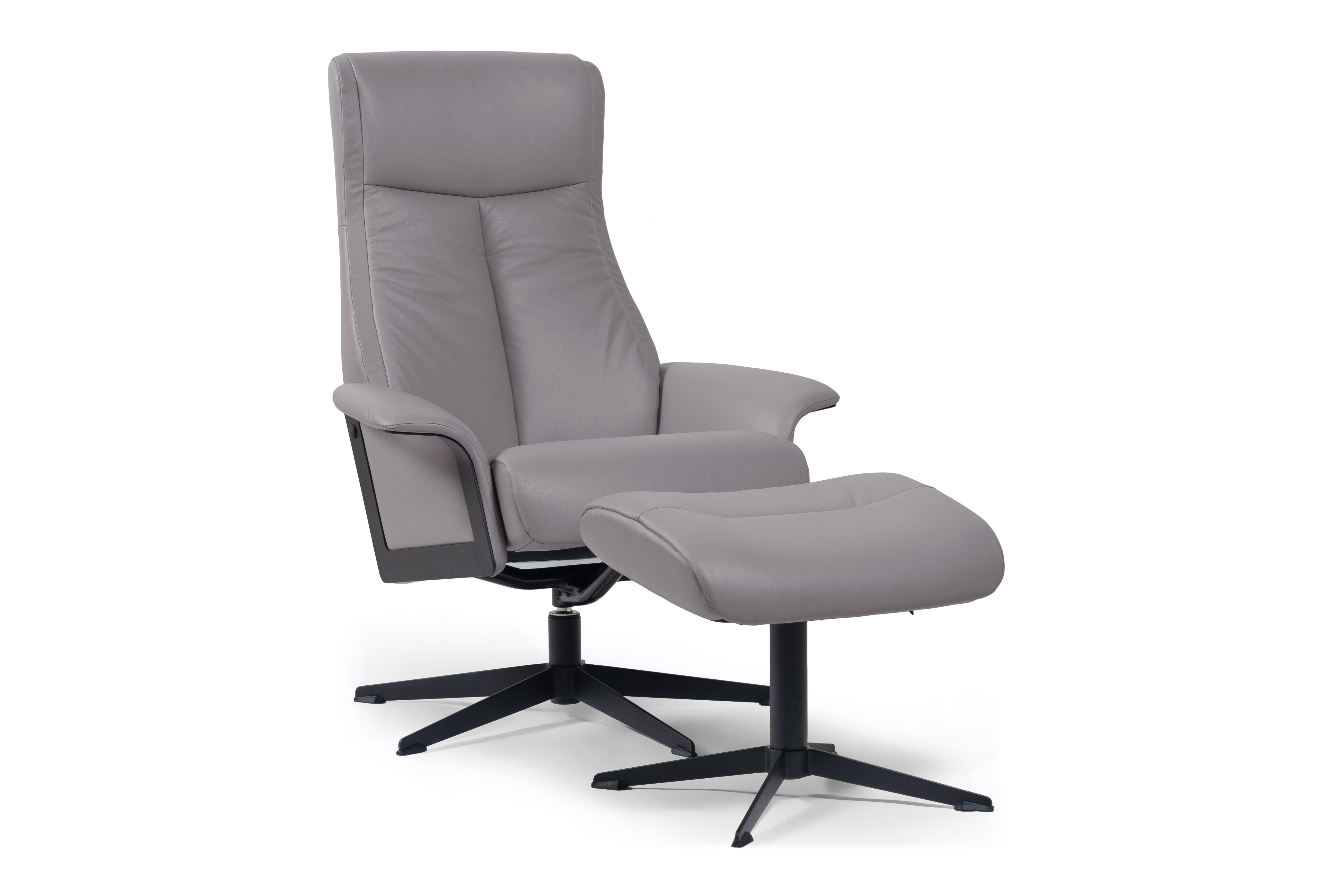 Sessel mit Hocker SCANDI in Leder Prime Cloud