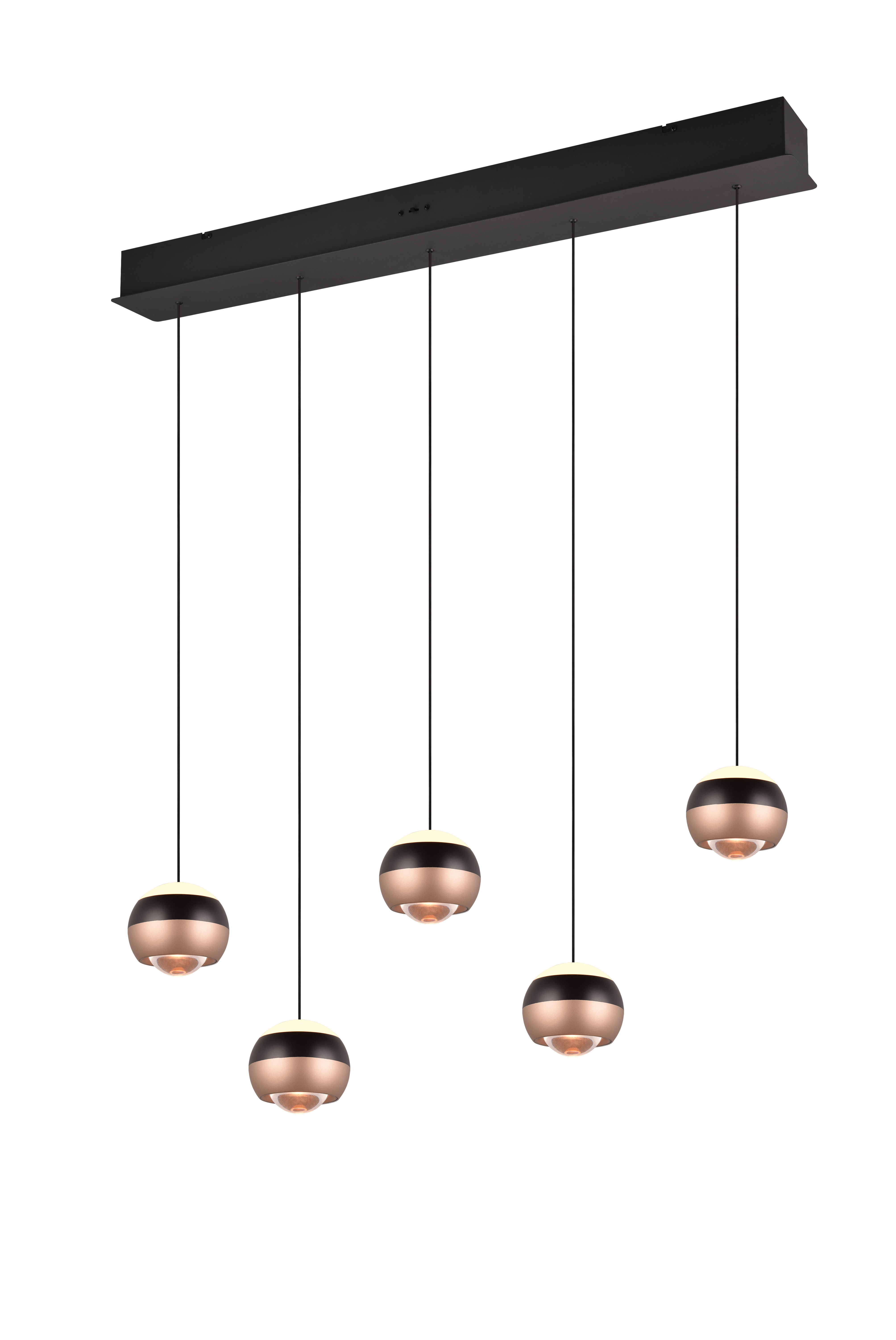 Trio Select LED-Pendelleuchte ORBIT 5-flammig in Farbe schwarz matt, Kunststoff weiß Trio LED-Pendelleuchte in Metall schwarz m. coffee