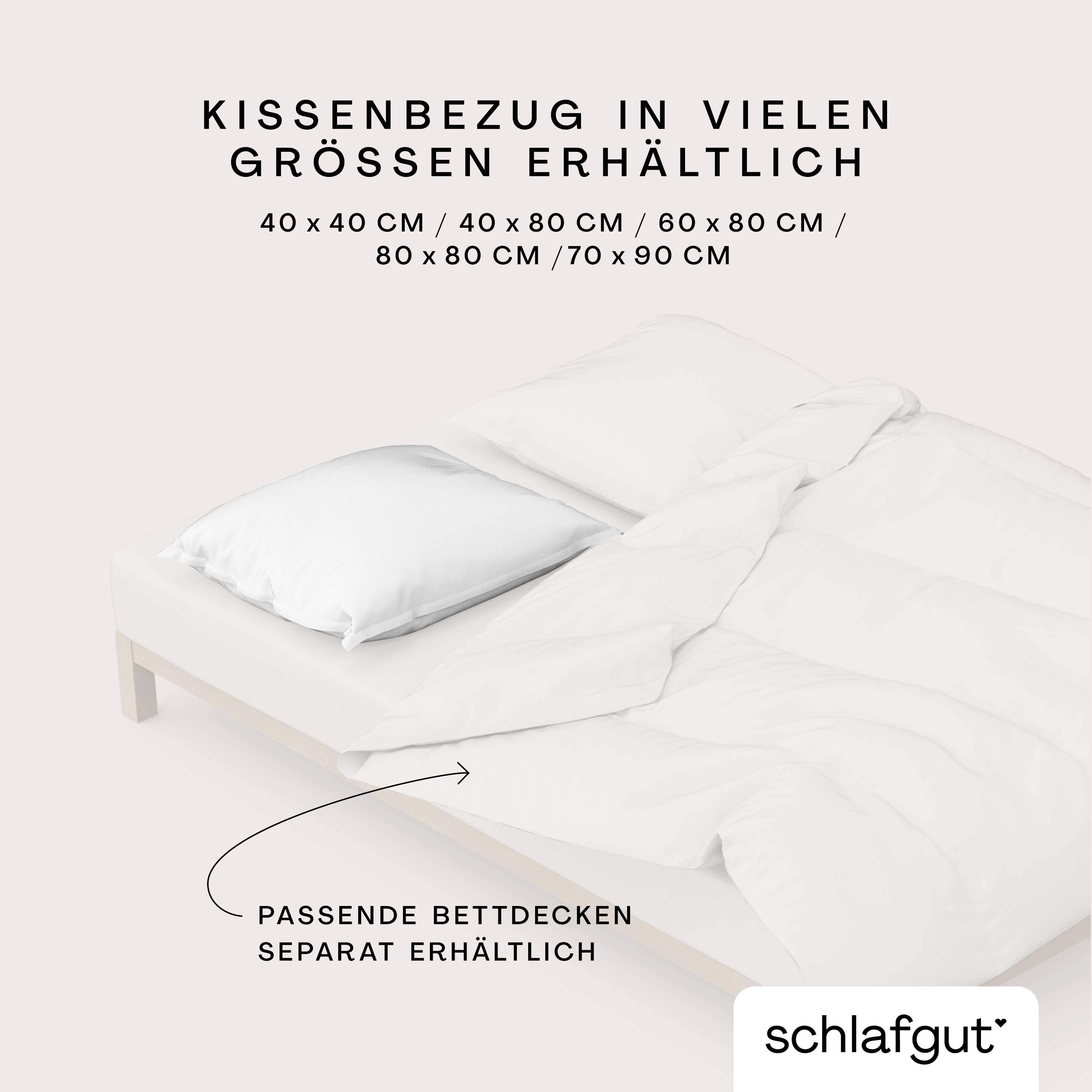 Schlafgut Kissenbezug 40x80 cm KISSENBEZUG in full white 101, Bett, Bettdecke, Bettlaken, Weiß, Kissenbezug