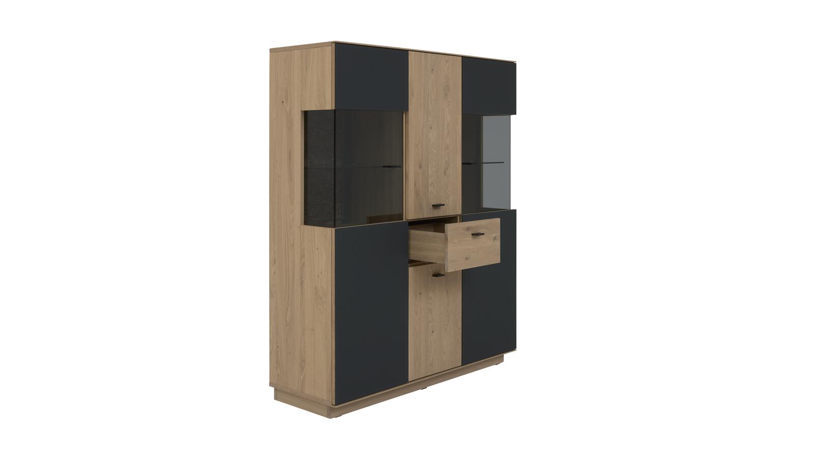Interliving Highboard IL 2025 in Front Wildeiche massiv, Korpus Wildeiche furniert Interliving Highboard IL 2025 in Front Wildeiche massiv, Korpus Wildeiche furniert