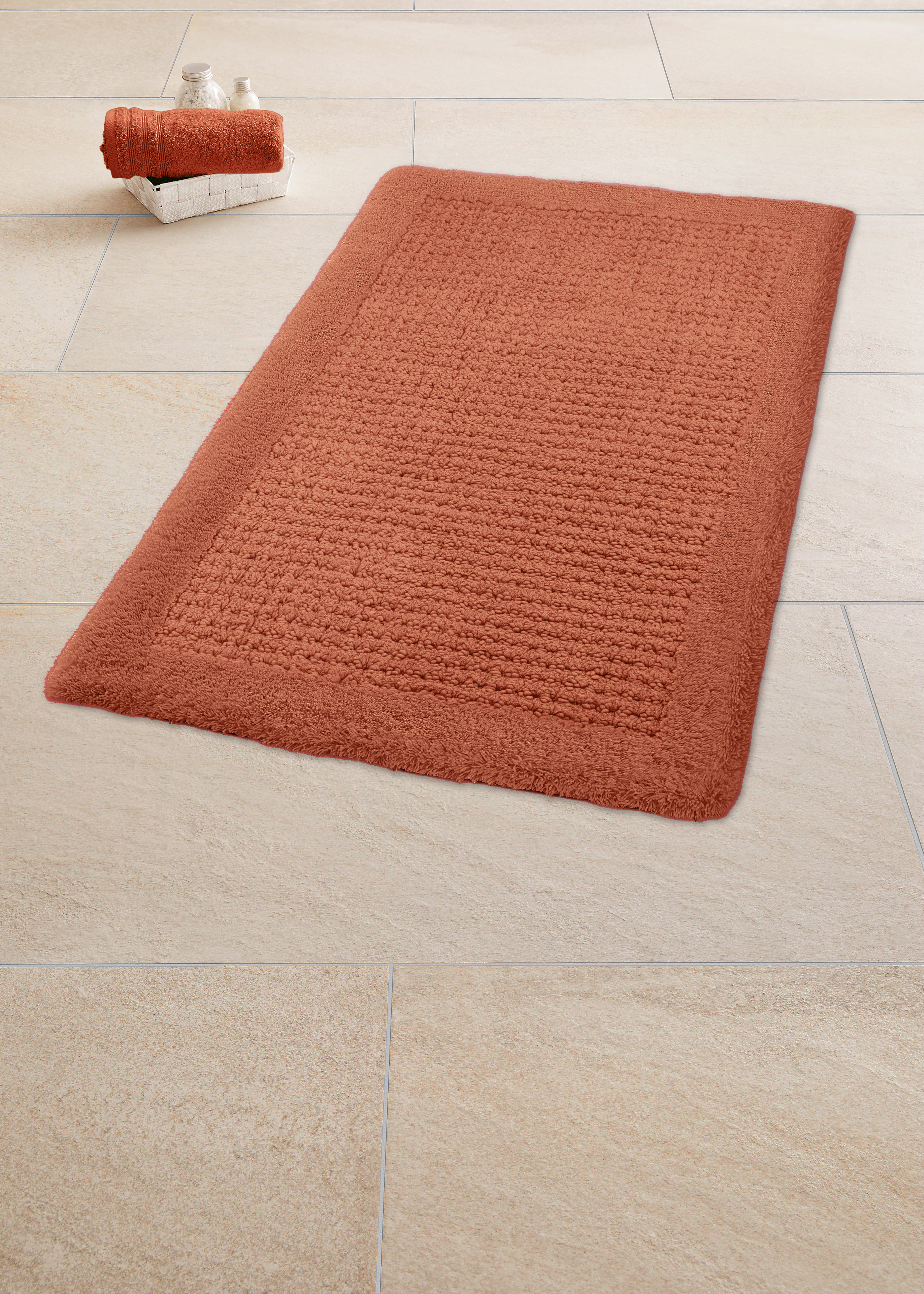 Kleine Wolke Badteppich NET ca. 80x140cm in Farbe terracotta
