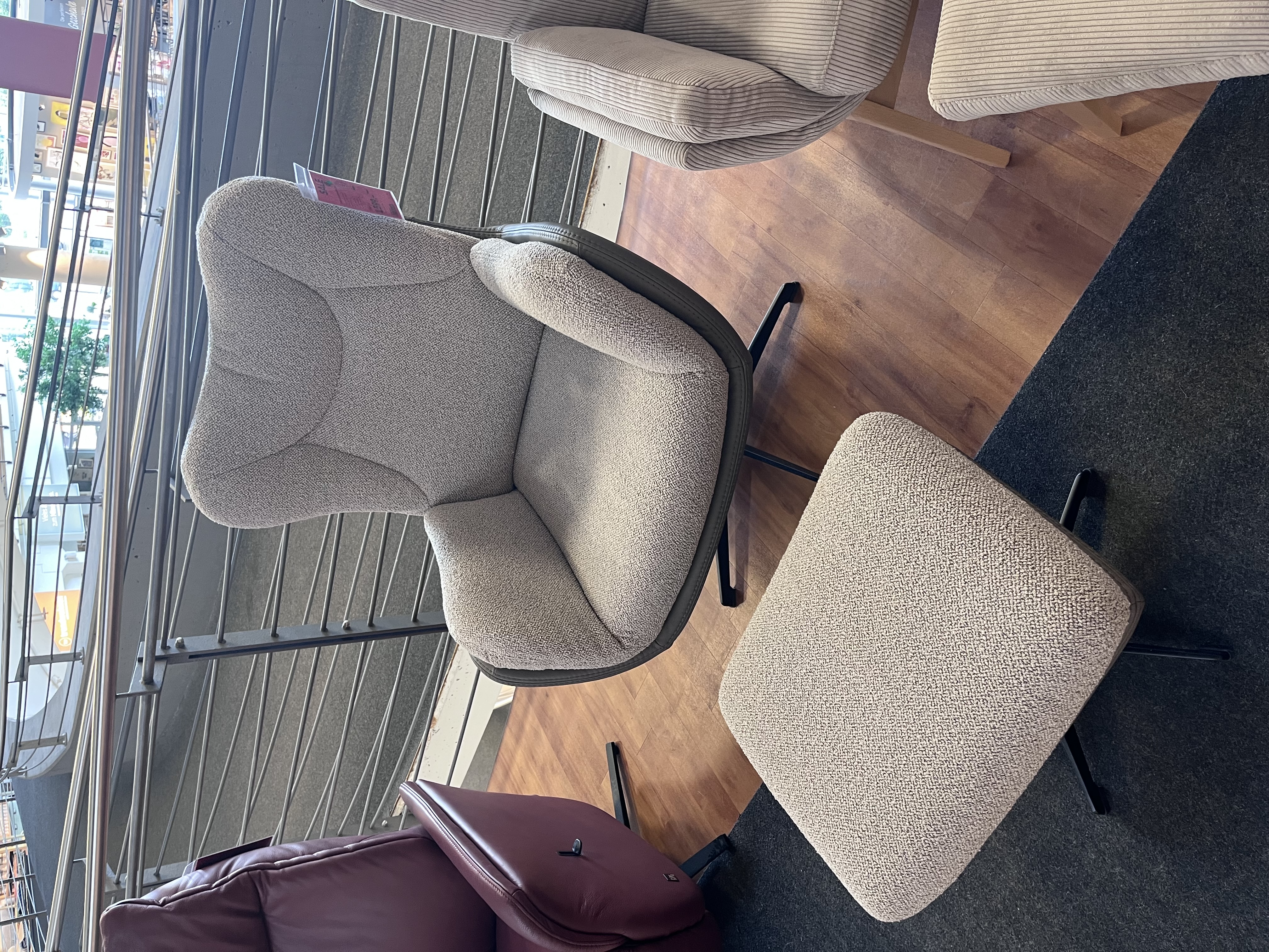 SCHÖNER WOHNEN-Kollektion Drehsessel und Hocker KIKO in Bezug 1 Stoff Space nature 01
