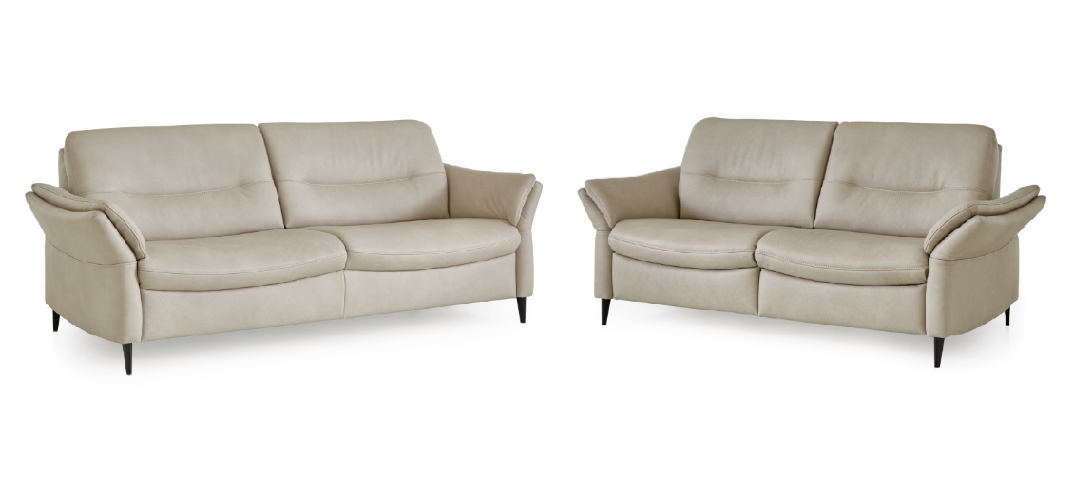 Hukla Polstergarnitur HU-SF24080 in Leder Doppio pearl Polstergarnitur, Couch, Mobiliar, Stuhl, Kissen, Sessel