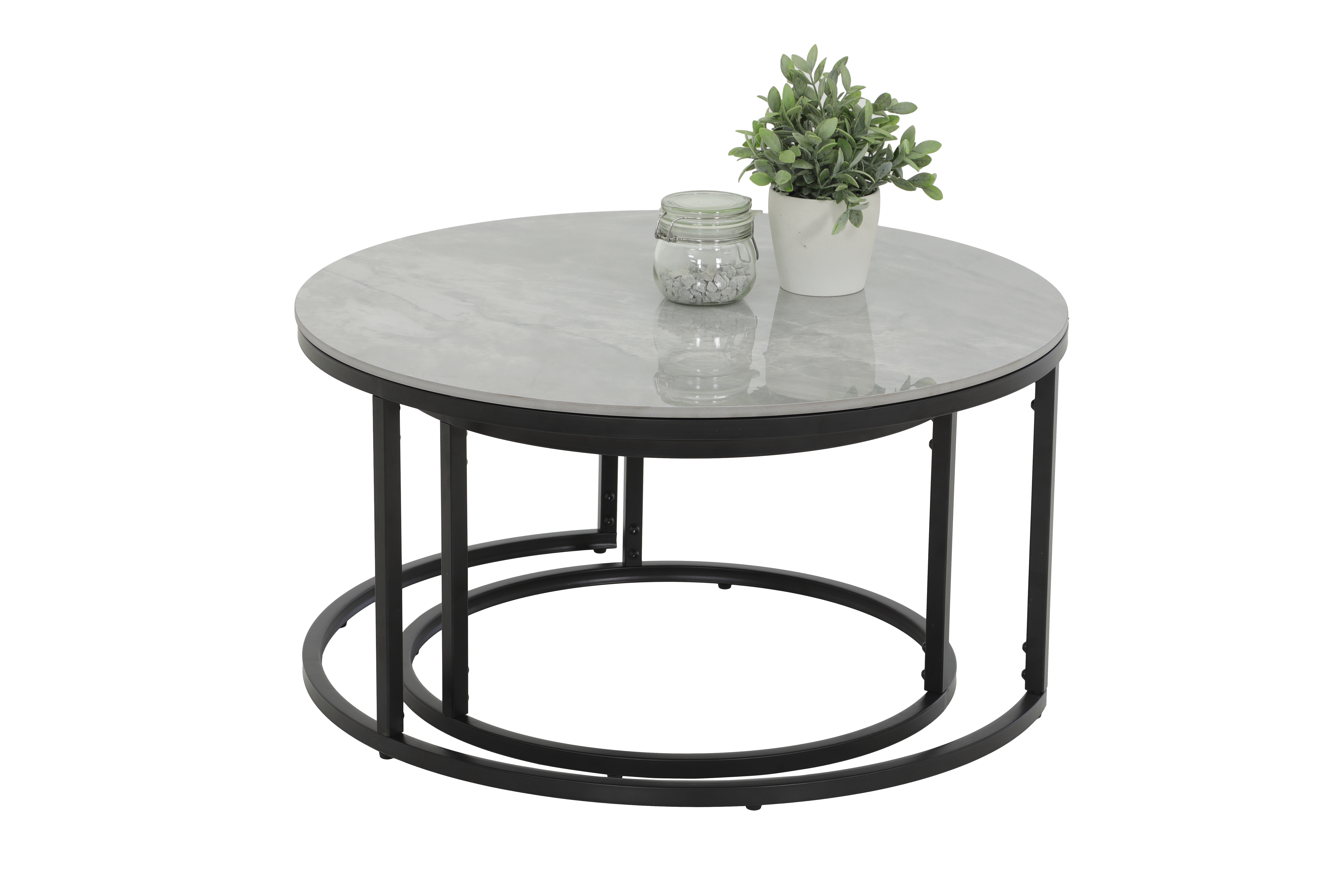Couchtisch 2er-Set in Marmoroptik grau/schwarz 12/03