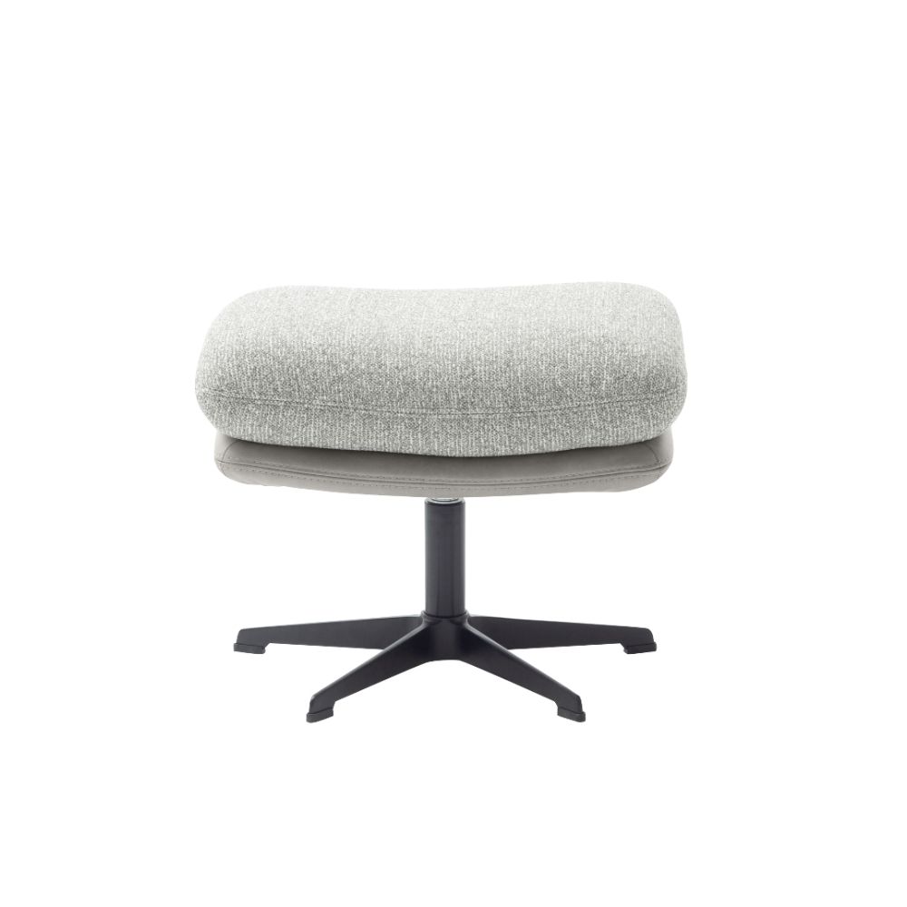 SCHÖNER WOHNEN-Kollektion Hocker KIKO in Stoff Sneak steel/Leder Evita light grey