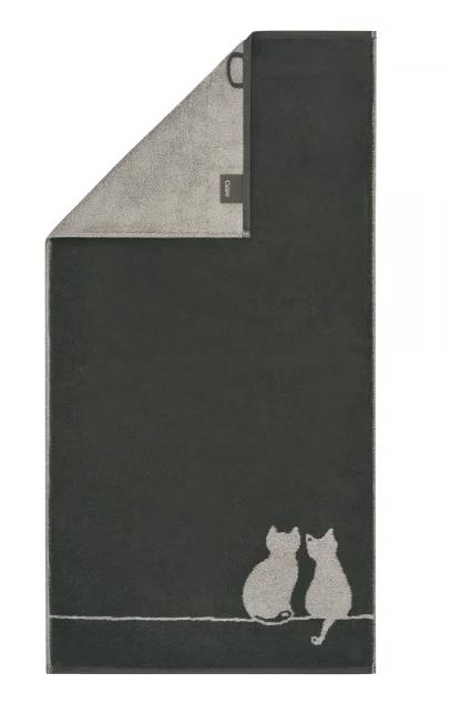 Cawö Handtuch 50x100 cm CUTE CATS in 77 basalt/platin
