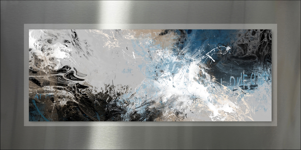 PRO ART Double-Alu -Dibond bedruckt mit Aufsatz aus Dibond 100x50cm Abstract Black & Blue llI, Kunst, Moderne Kunst, Leinwand, Gemälde