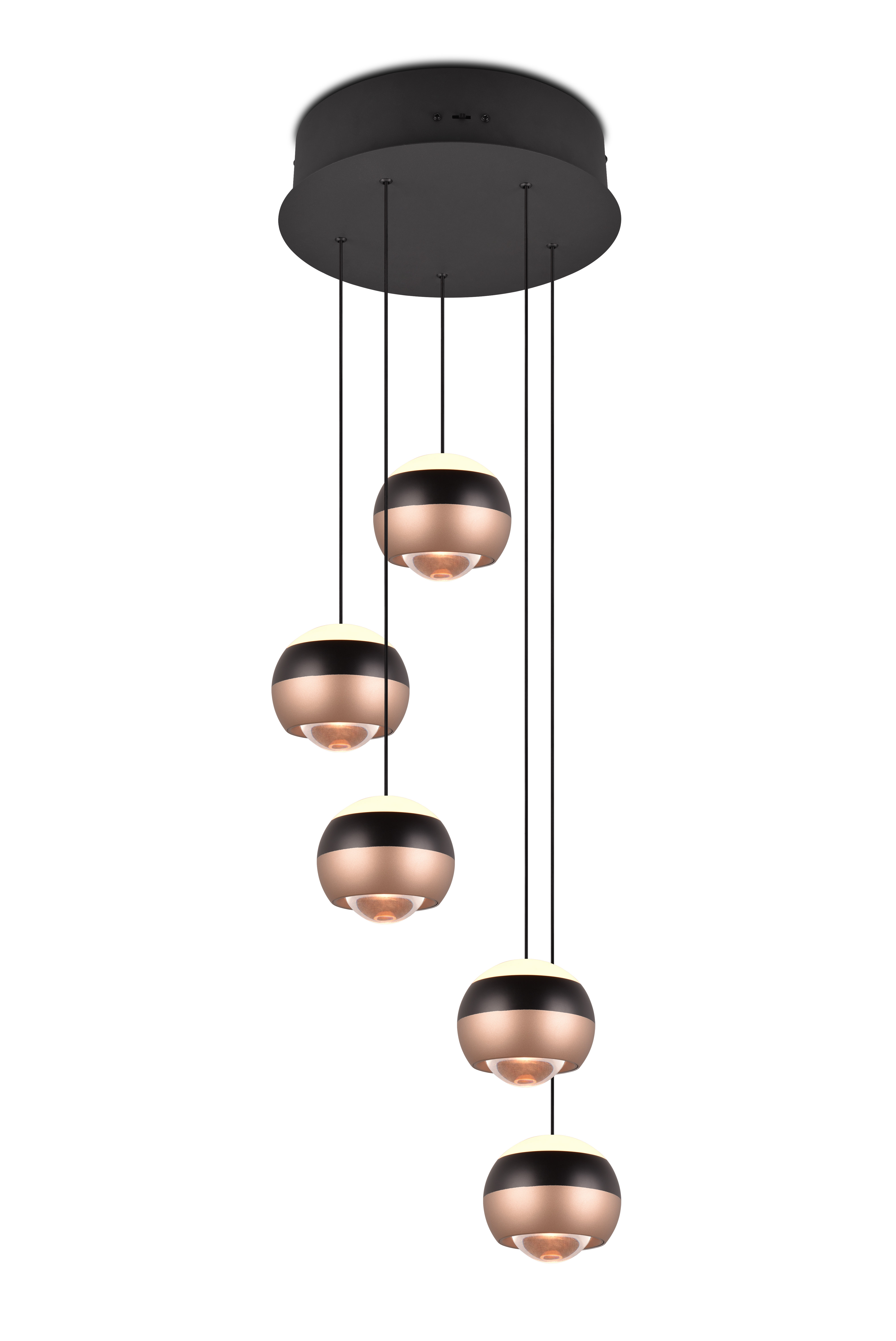 Trio Select LED-Pendelleuchte ORBIT 5-flammig in Farbe schwarz matt, Kunststoff weiß Trio LED-Deckenleuchte Orbit in schwarz-matt