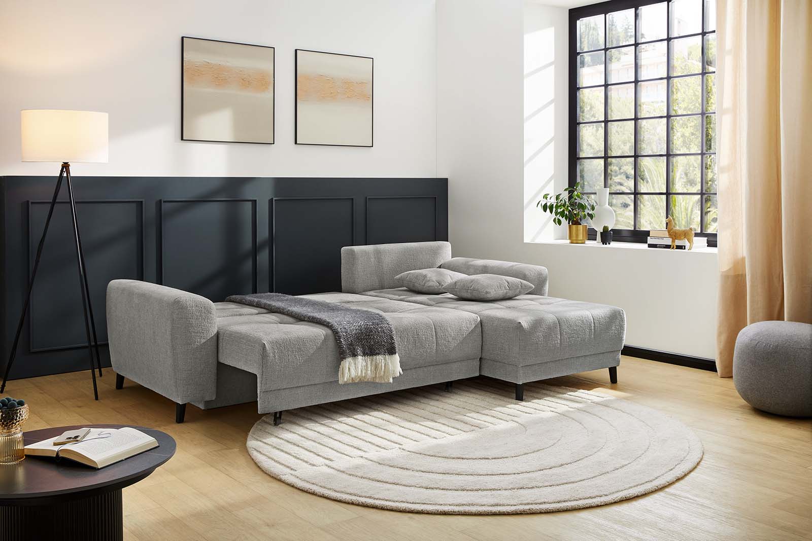 JOB Wohnlandschaft BEVERLY ca. 251x172cm in Chenille grau, Dekoration für Zuhause, Teppich, Mobiliar, Drinnen, Innenarchitektur