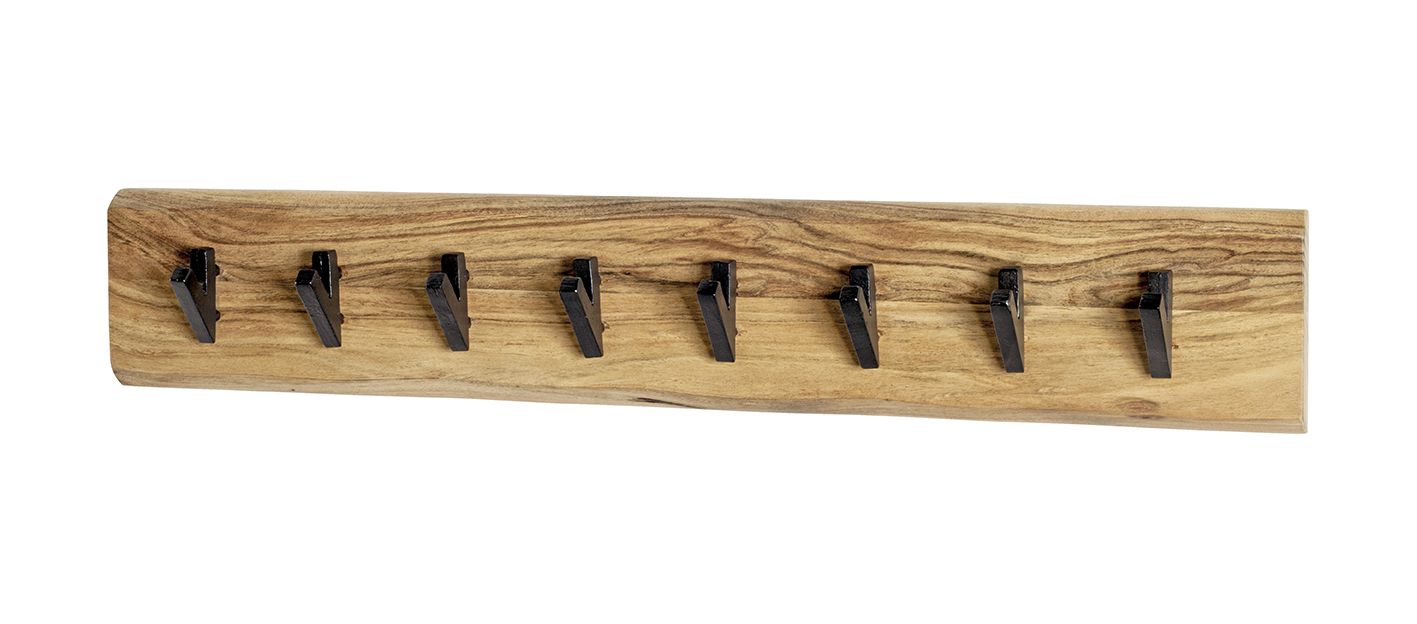 Wandgarderobe in Mehrfarbig, Holzleisten, Kleiderhaken, Kleiderhaken, Holzbrett, Wandgarderobe, Holzbrett, Hakenleiste, Haken, Wandmontage, Holzoptik