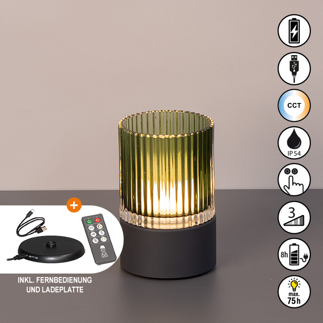 LED-Tischleuchte ARIVA PRO in Glas sandgrau, Lampe