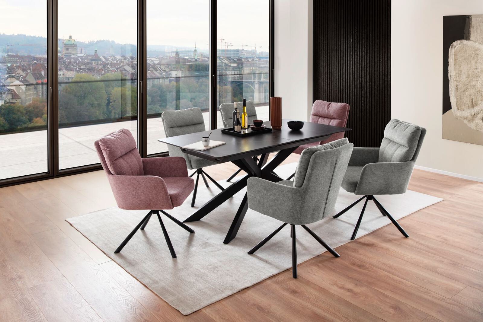 MCA Furniture Esstisch BONANZA in Platte Keramik anthrazit marm.
