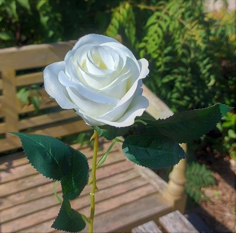 Rose 55cm 3387778E1 in creme-weiß