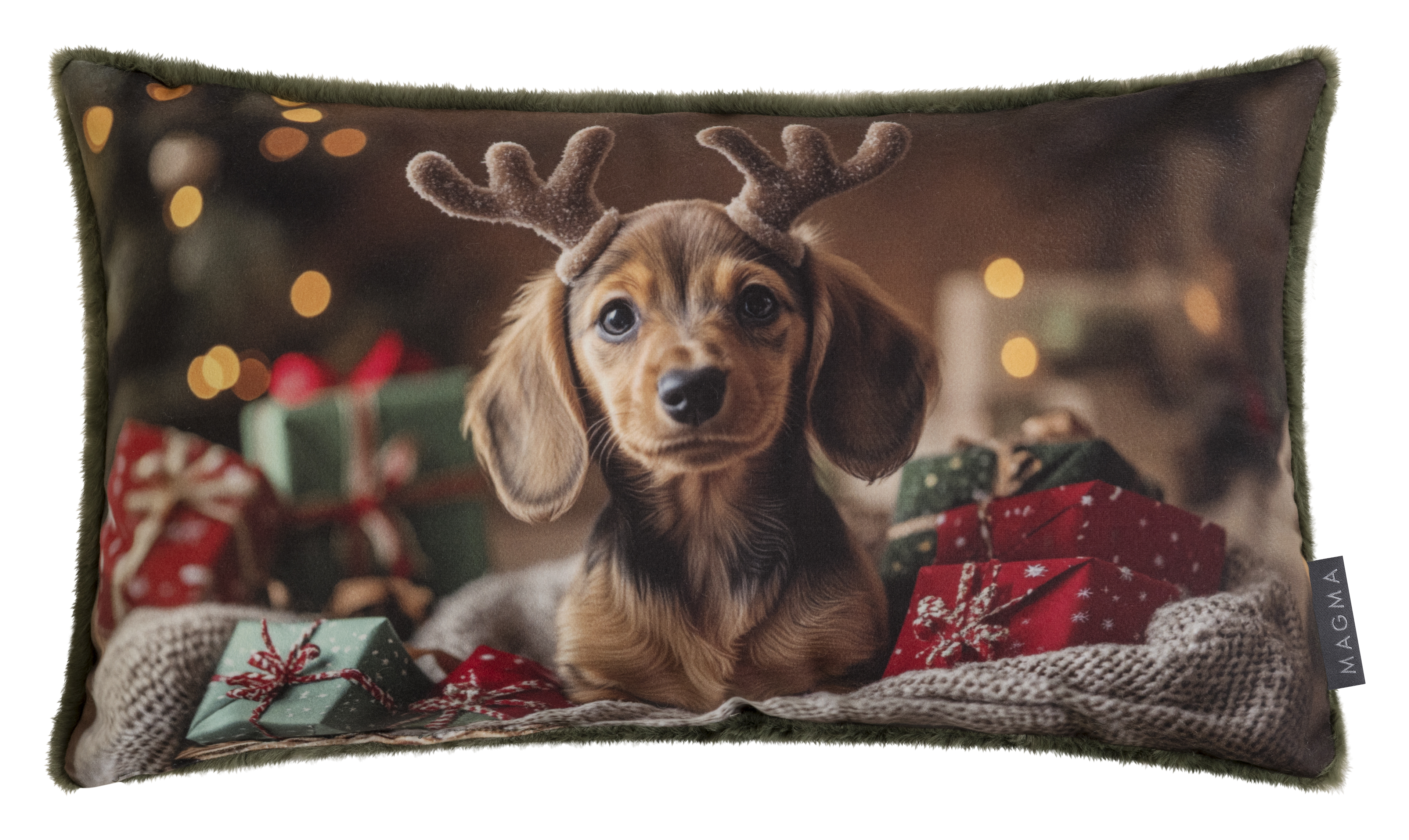 Magma Heimtex Kissen Xmas Friends 30x50cm XMAS FRIENDS in Farbe braun Magma Heimtex Kissen Xmas Friends 30x50cm XMAS FRIENDS in Farbe braun, Kissen, Dackel, Weihnachten, Muster, Geschenke
