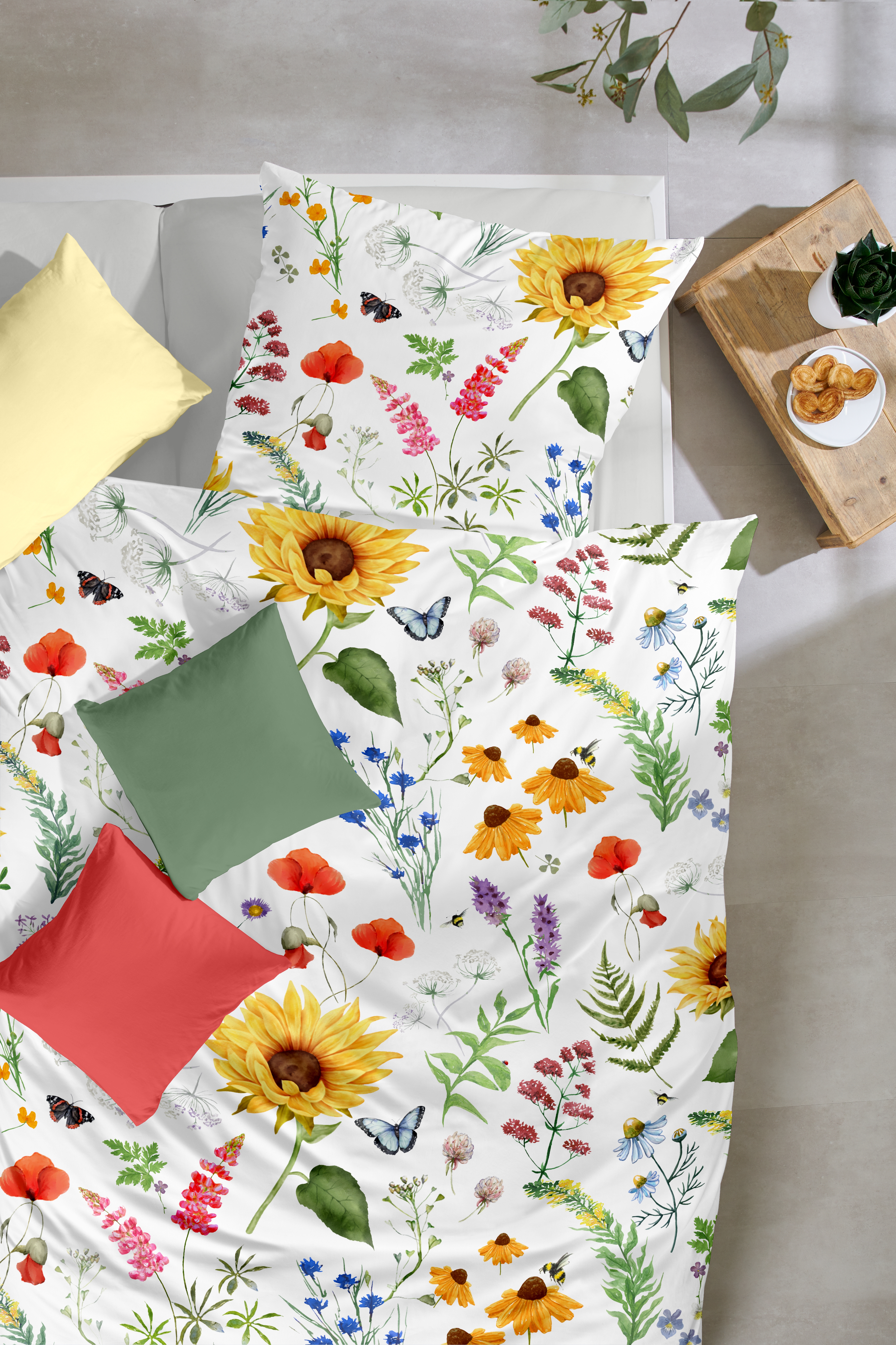 Hahn Haustextilien Renforce-Bettwäsche 135x200cm ca. 135x200cm, Kopfkissen ca. 80x80cm in Farbe Mehrfarbig/weiß