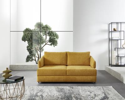 Schlafsofa EMILIA ca. 160x200 cm in Stoff gelb