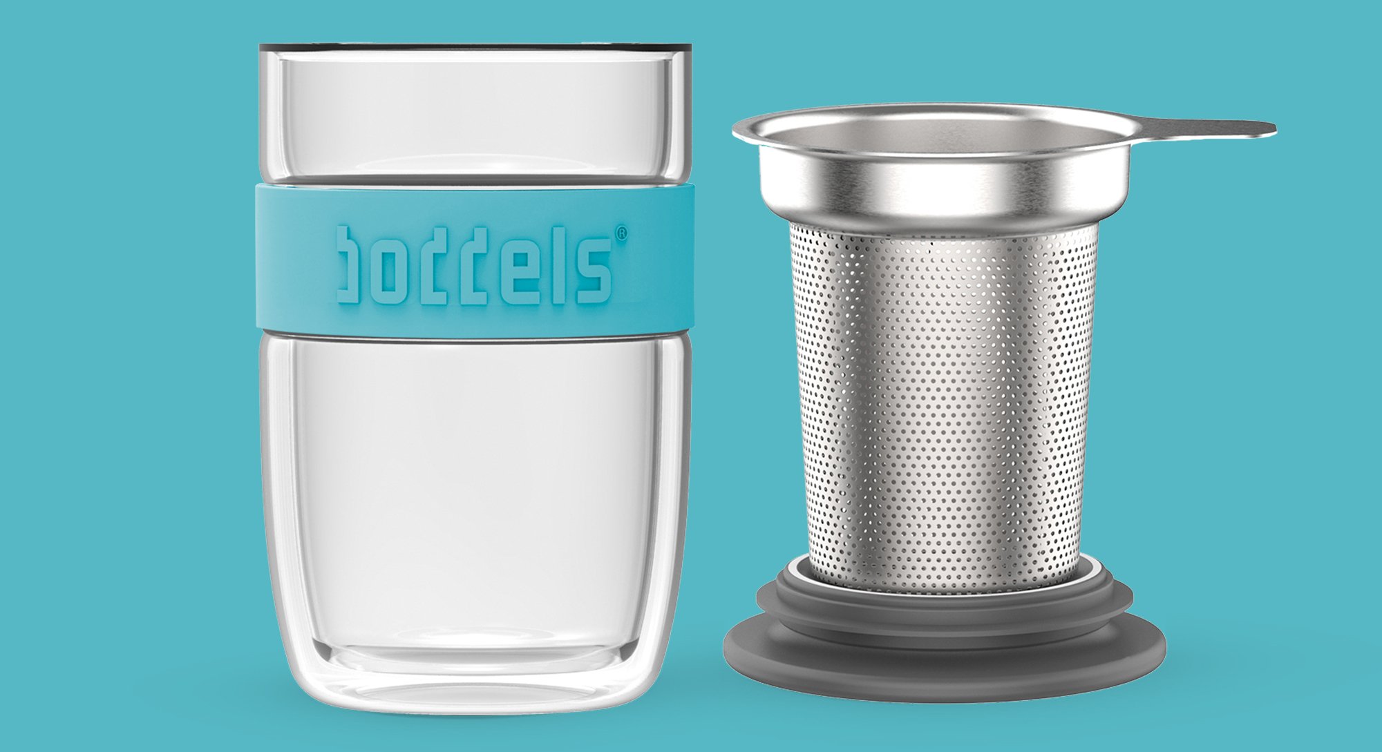 boddels Glasbecher SEEV 380ml in Türkisblau