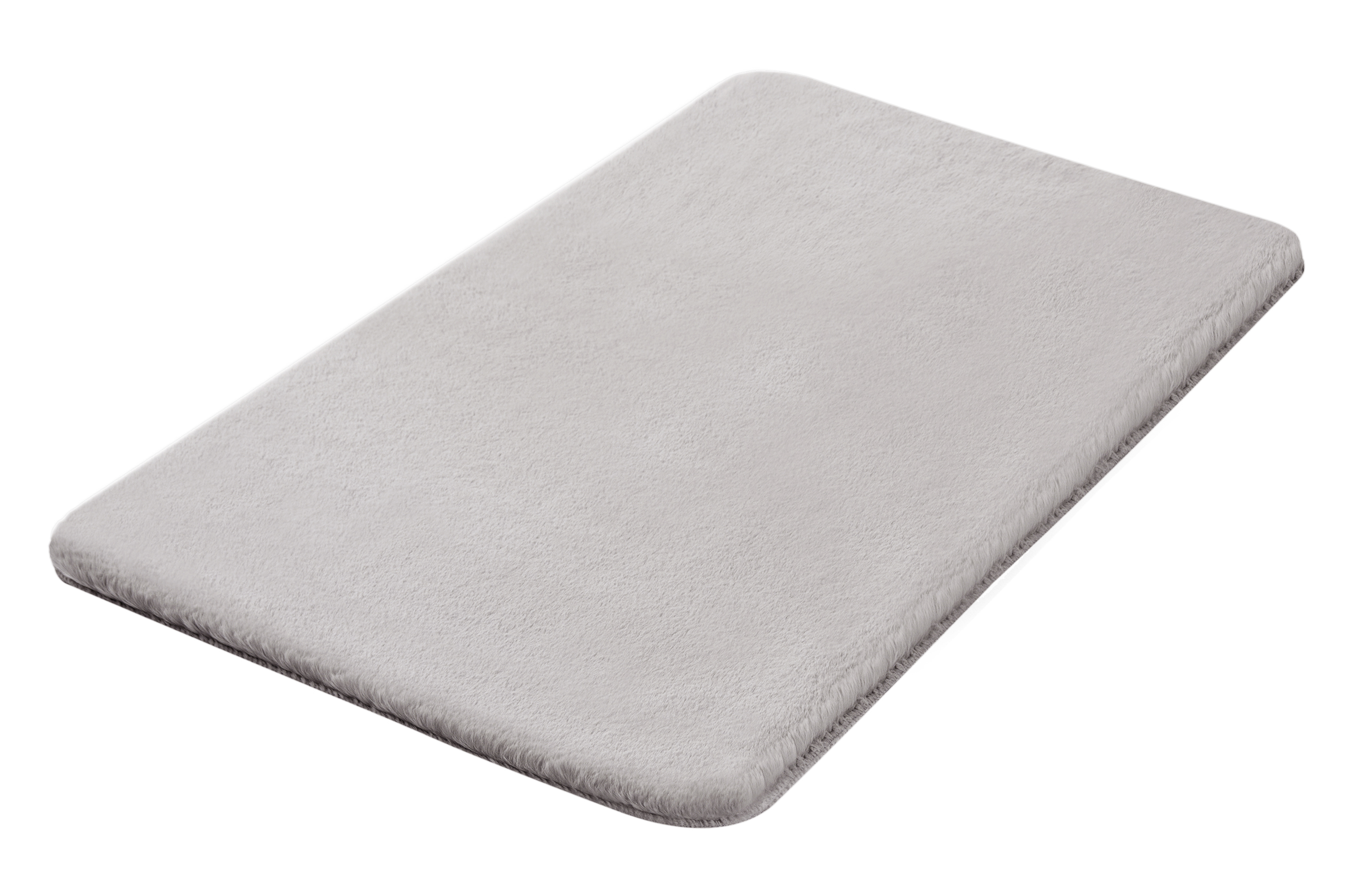 Kleine Wolke Badteppich CONY ca. 70x120cm in Farbe Silbergrau, teddy-mat, bath-mat, grau, weich, teppich-rand