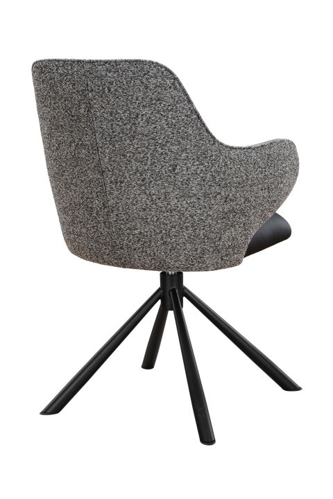 Hela Armlehnstuhl BORBA S ca. B58 H89 T63 cm in Innen:Leder schwarz 03, Stuhl, Sessel, Stoffbezug, Drehbasis, Rockerstuhl
