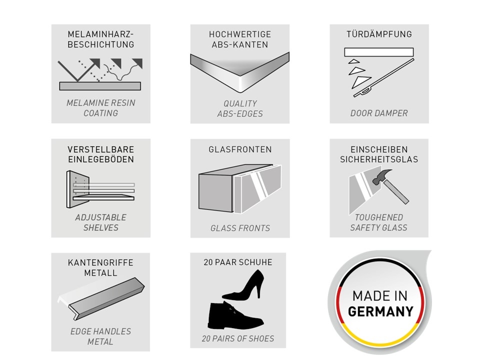 Germania Schuhschrank GW-Genova in Farbe Graphit/Silbergrau