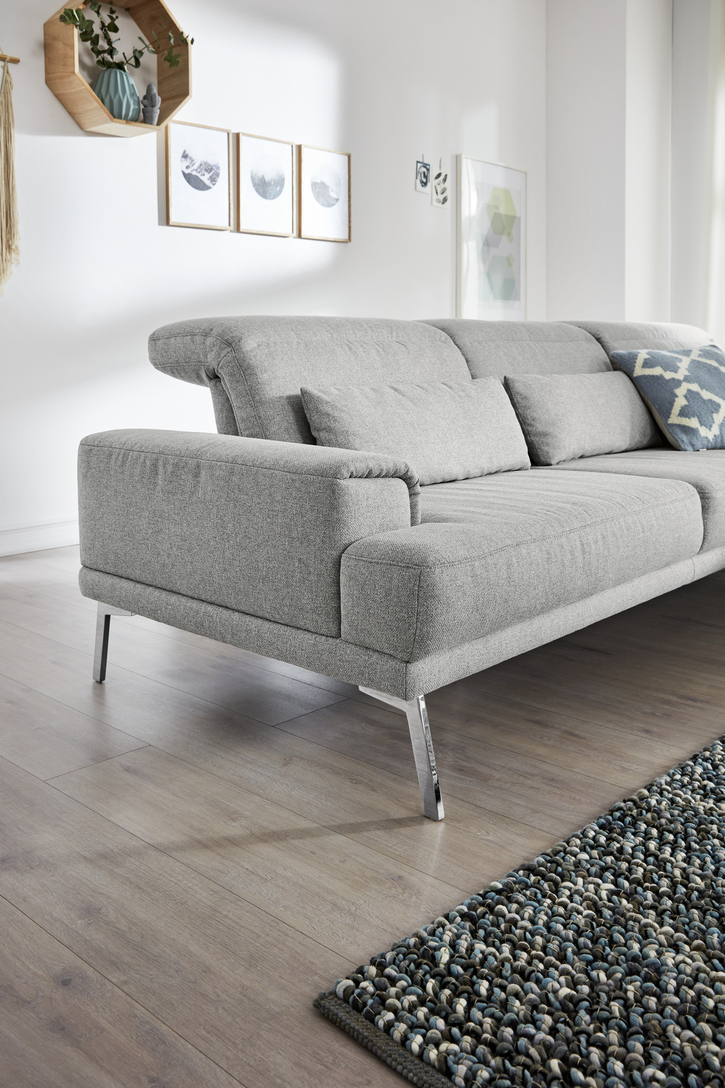 Musterring Polsterecke MR 4580 in Stoff Mono light grey