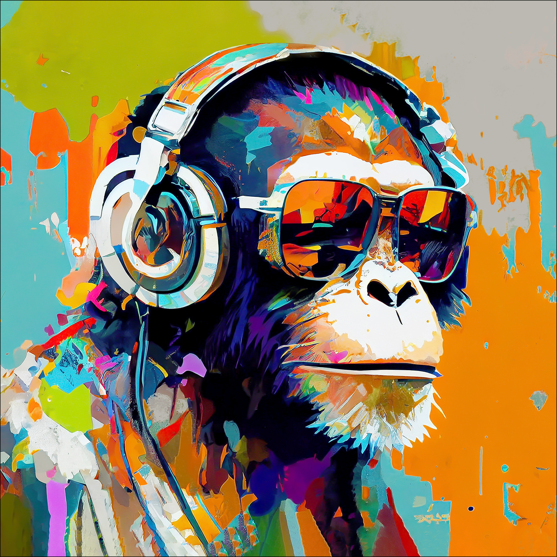PRO ART Glas-Art 50x50cm Animals With Headphones I PRO ART Glas-Art 50x50cm Animals With Headphones I