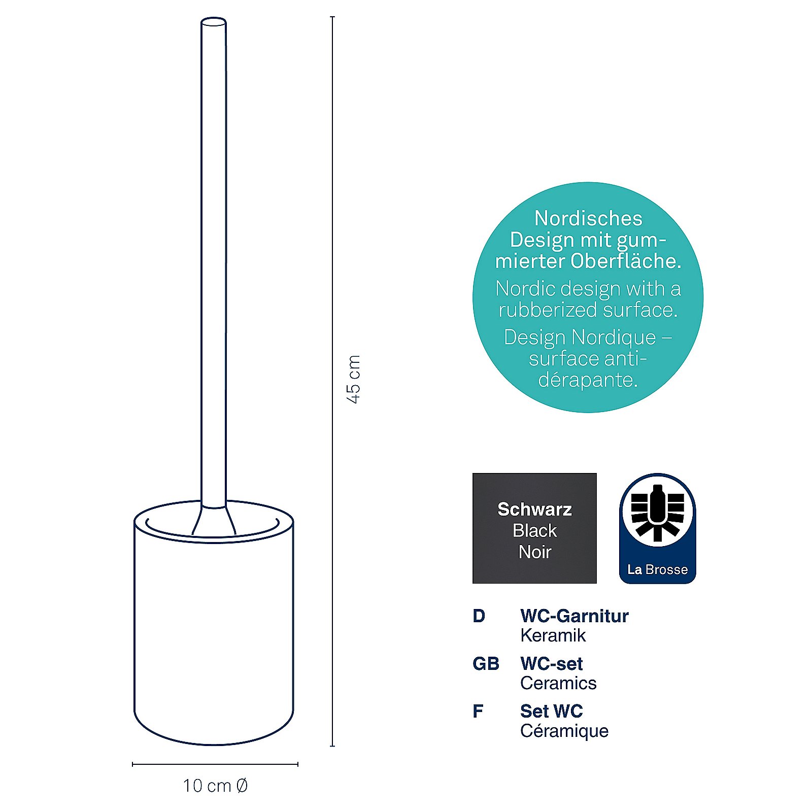 Kela WC-Garnitur Sana SANA in schwarz, Rauchrohr