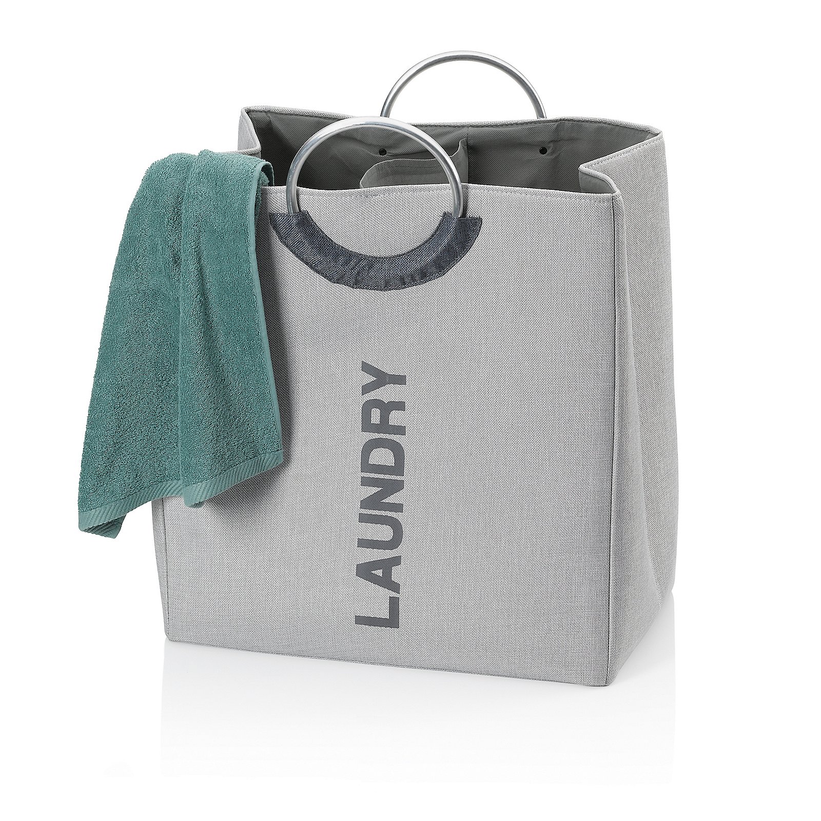 Kela Wäschesortierer Palma Kunstfaser Grau, Handtasche, grau, Tasche, Tote, Einkaufstasche, Tasche, Laundy, Waschtasche, Grau, Stoffbeutel