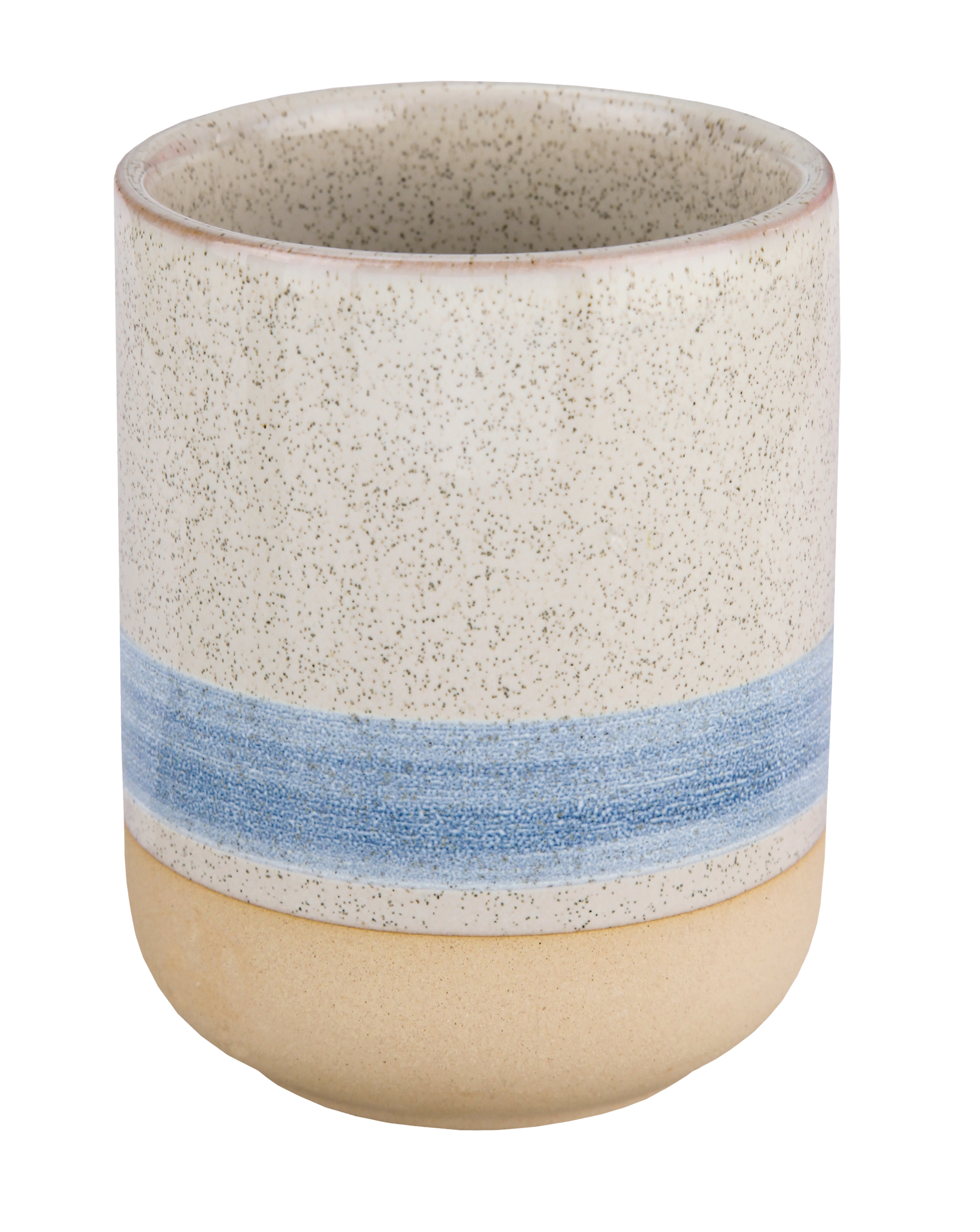 Kleine Wolke Zahnputzbecher NAVAGIO ca. 7,5x7,5cm in Farbe Stahlblau, Tasse, Keramik, Beige, Blau, Glasurband