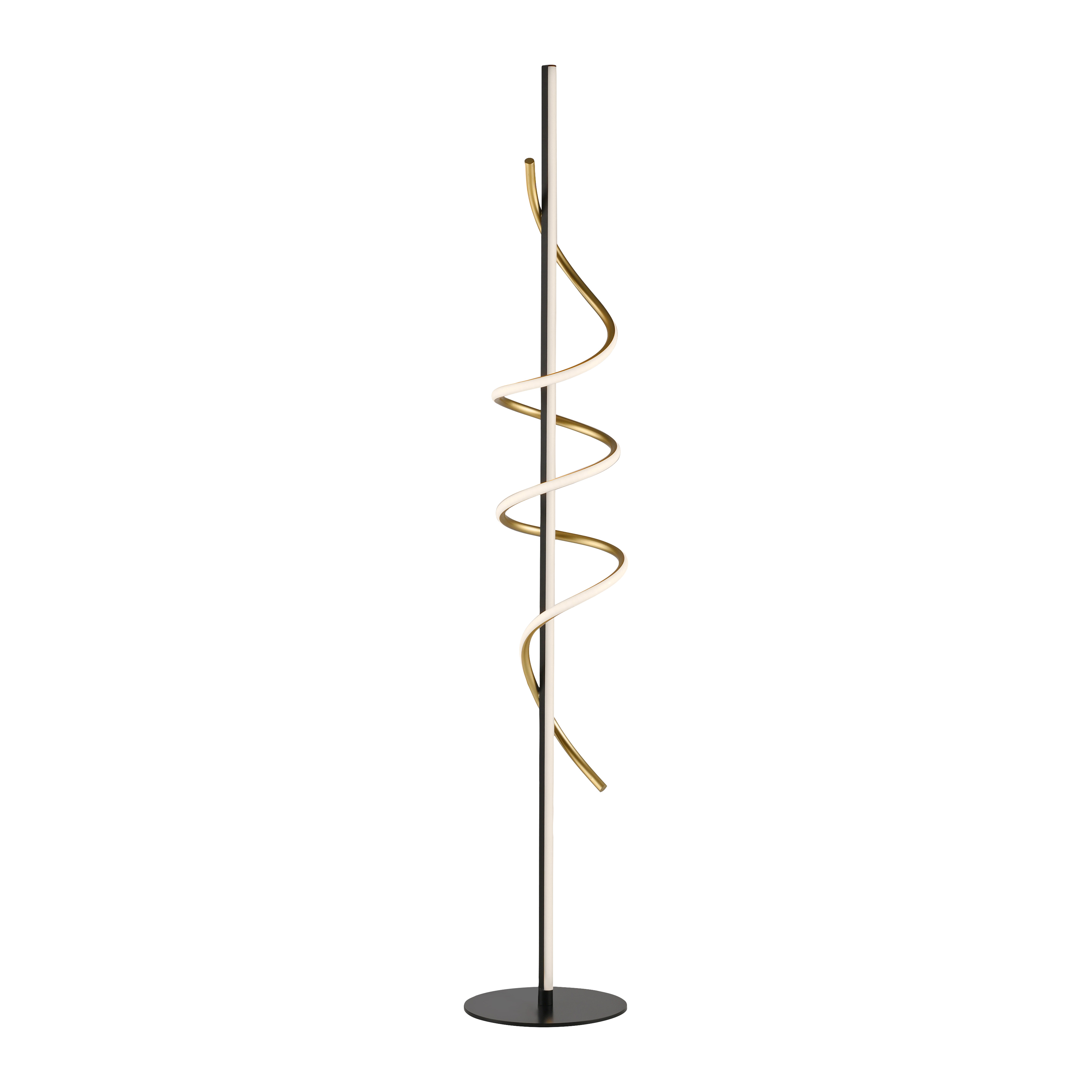 LED-Stehleuchte EMANDA 1-flammig in Farbe schwarz/messing, Stehleuchte, Spirale, LED, dunkelgrau, goldfarben