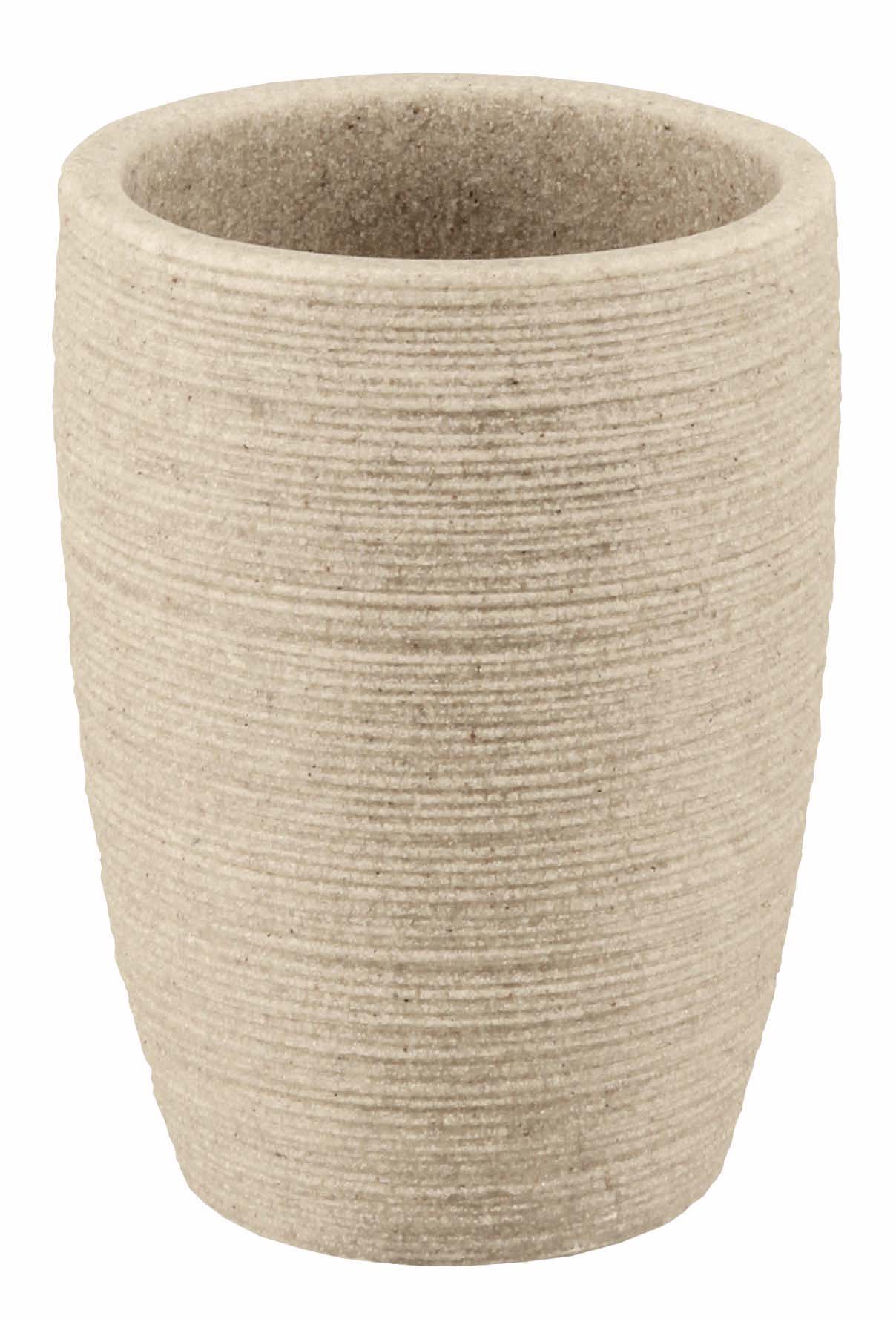 Kleine Wolke Zahnputzbecher SAND ca. 7,5x7,5cm in Farbe Macadamia, vase, keramik, beige, gerippt, zylindrisch
