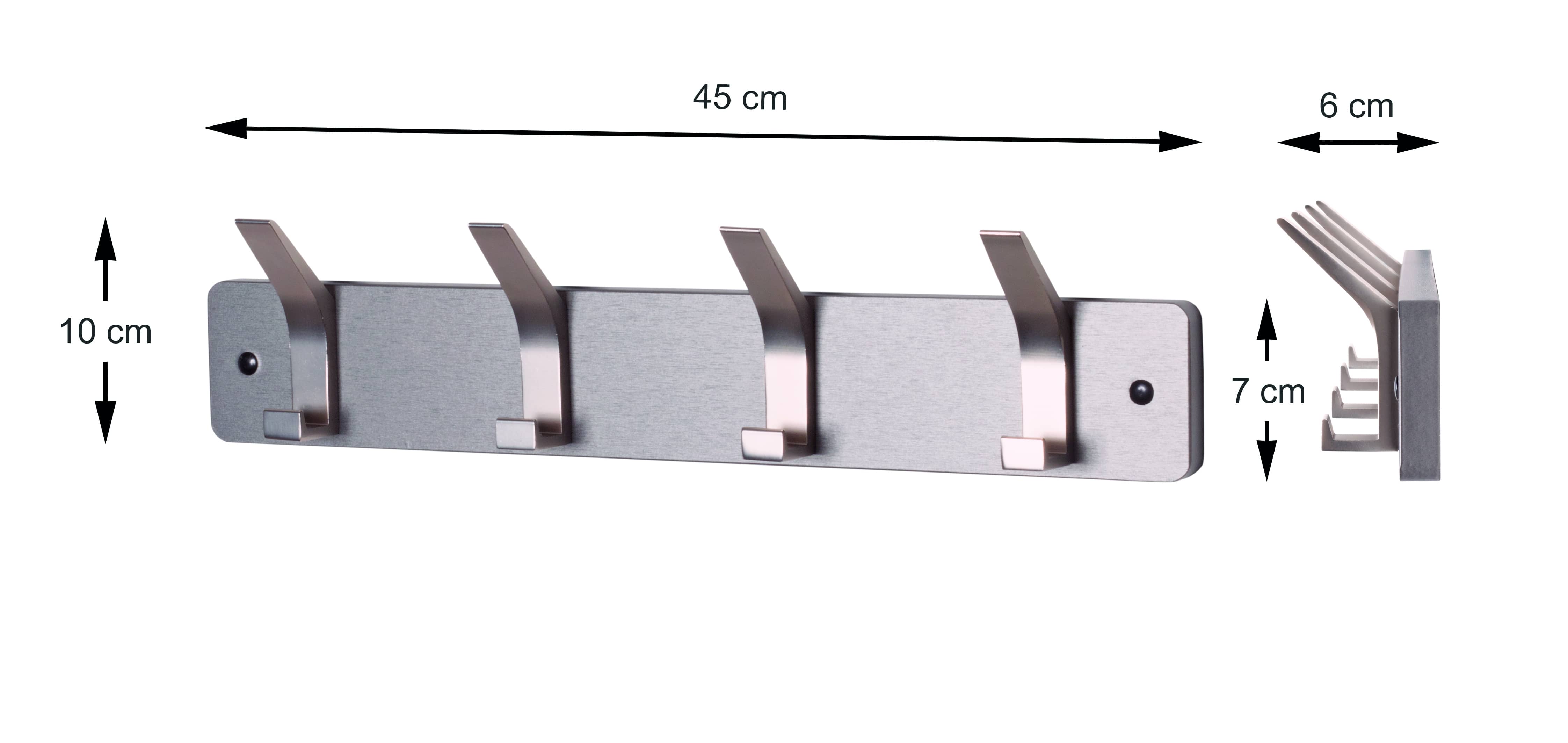 Haku Möbel Garderobenleiste TEDDY ca.B45 H10 T6 cm in MDF Dekor graumetallic, Badezimmer, Drinnen, Zimmer, Duscharmatur