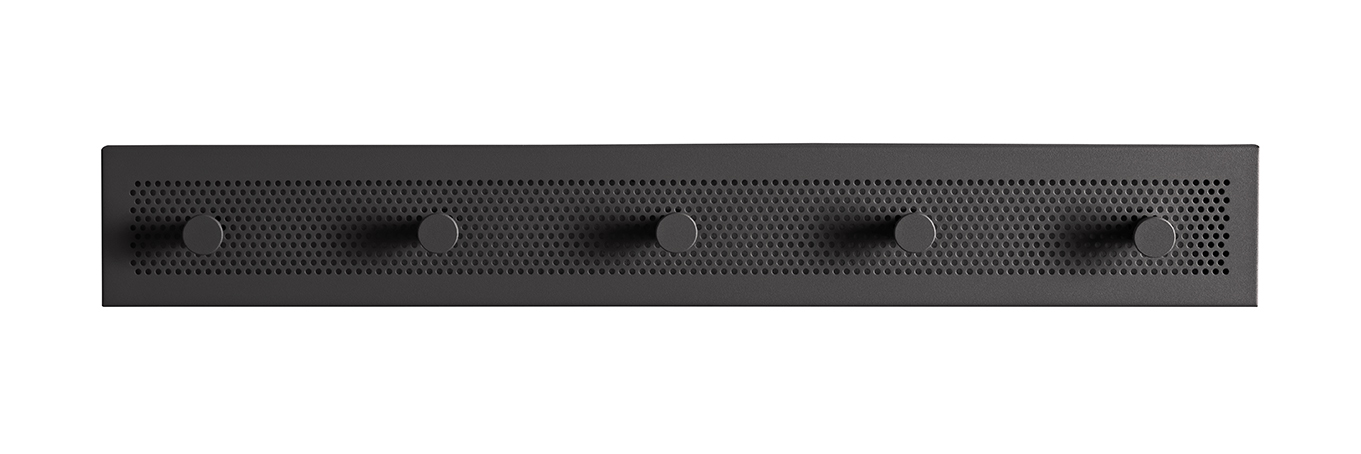 Garderobenleiste PEDRO in Schwarz, Rack, Lüfterleiste, Lautsprecher, Perforation, Schwarz, rack-mount, panel, bedienknöpfe, metall, schwarz