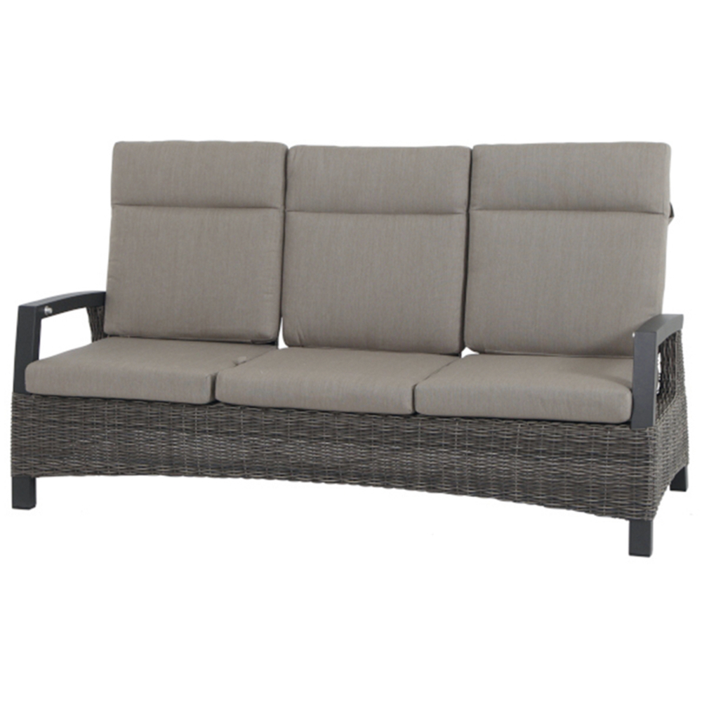 Lounge-Bank 3-sitzig CORIDO ca.L83 H101 B195 cm in Geflecht charcoal-grey, Couch, Mobiliar, Kissen, Dekoration für Zuhause