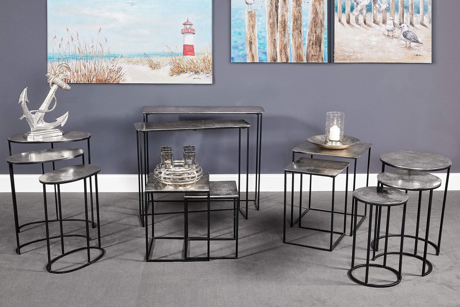 L.C. Wholesaler Tisch 35x35x50cm klein in Alu/Metall schwarz