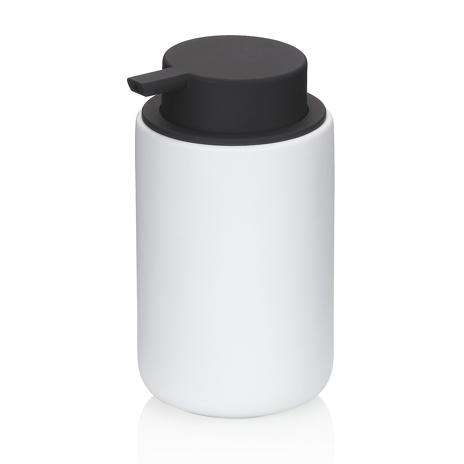 Kela Seifenspender SANA in Farbe Weiß, Trinkflasche, Wasserflasche, Spenderdeckel, weiße Flasche, Schwarzdeckel, Trinkflasche, Wasserflasche, Mehrzweckbehälter, Kunststoff, Schwarzdeckel