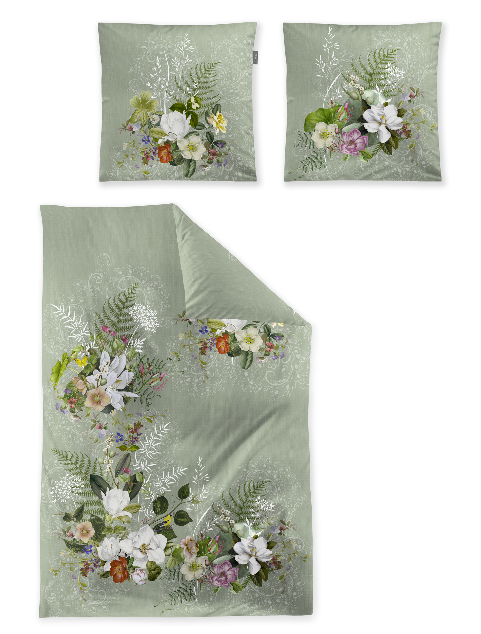 irisette Mako-Satin Bettwäsche WAVE in Farbe ca. 135x200cm, Blumen-Arrangement, Blumenstrauß, Kissen, Muster, Florales Design