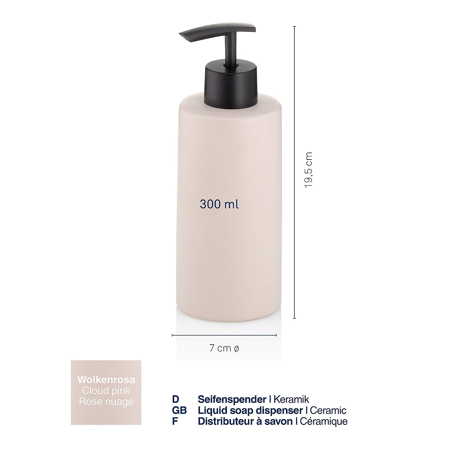 Kela Seifenspender MATSI in Farbe wolkenrosa, Flasche, Lotion