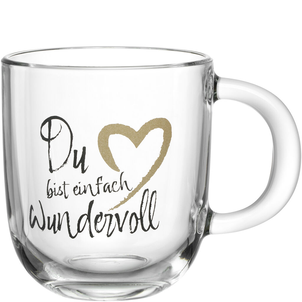 Leonardo GK/Tasse 400ml -Du bist EMOZIONE in Fb. mehrfarbig bedruckt, Tasse, Glas, Becher, Herzmotiv, Textaufdruck