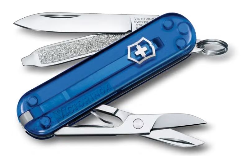Victorinox Taschenmesser Classic blau, Schweizer Taschenmesser, Multi-Tool, Schere, Klinge, Federkraftkonstruktion