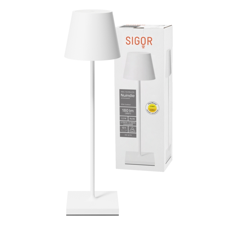 Sigor LED-Akku-Tischleuchte Nuindie in Farbe schneeweiß, dimmbar Sigor LED-Akku-Tischleuchte Nuindie in Farbe schneeweiß, dimmbar