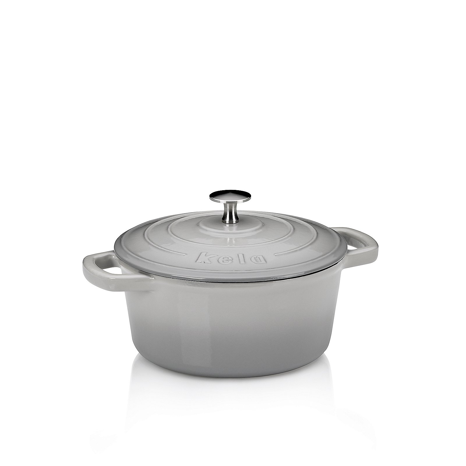 Kela Bräter CALIDO in Farbe Hellgrau, Kochgeschirr, Topf, Kochtopf, Holländischer Ofen, Dampfgarer